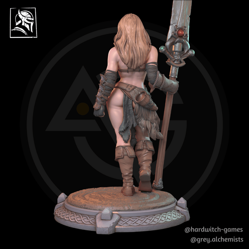 Alva Thurd the Human Spearman with Wolf - Fantasy Resin Miniature in 32mm - DnD