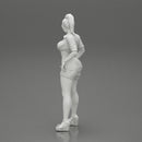 Sexy woman in bra and mini shirt undressing her shorts - Only-Games