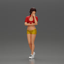 sexy girl in mini shirt and shorts standing and contemplating - Only-Games