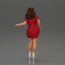 Confident style in red long shirt layers with white accents heels - Only-Games
