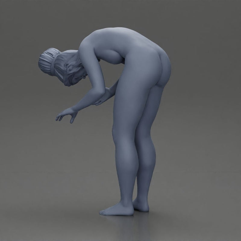 Naked Girl standing behind her boyfriend gently touching his face - Only-Games