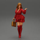 Young woman wearing beautiful Fashion dress and holding handbag - Only-Games