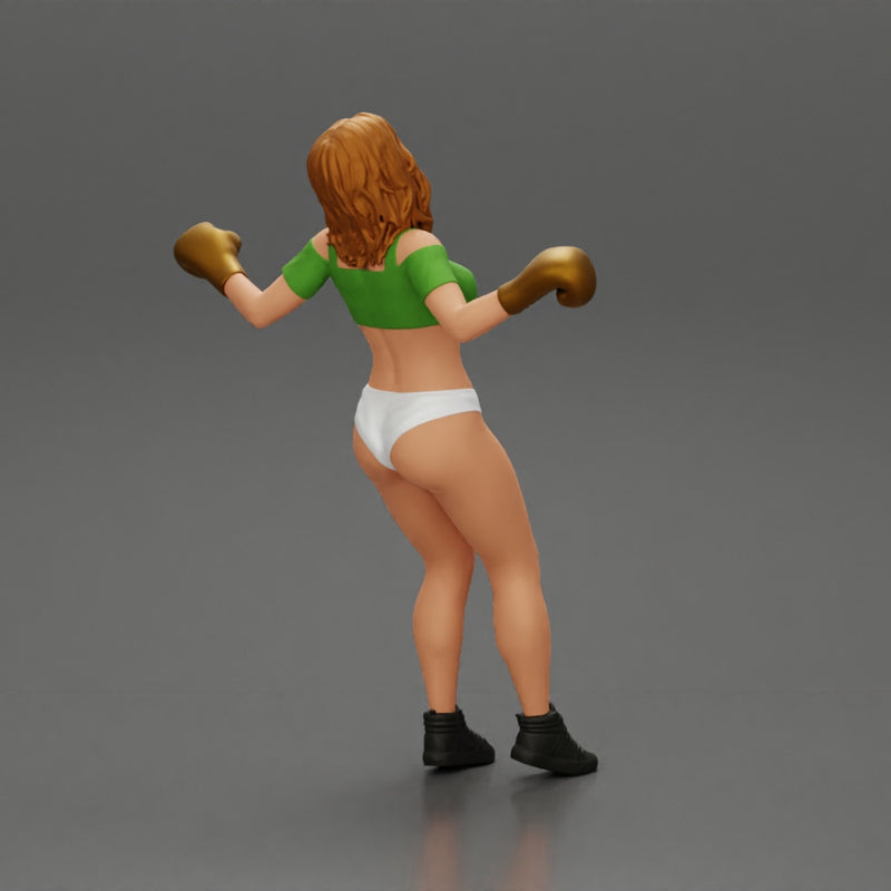 Tired boxing girl is lying in the boxing ring about to be knocked out - Only-Games
