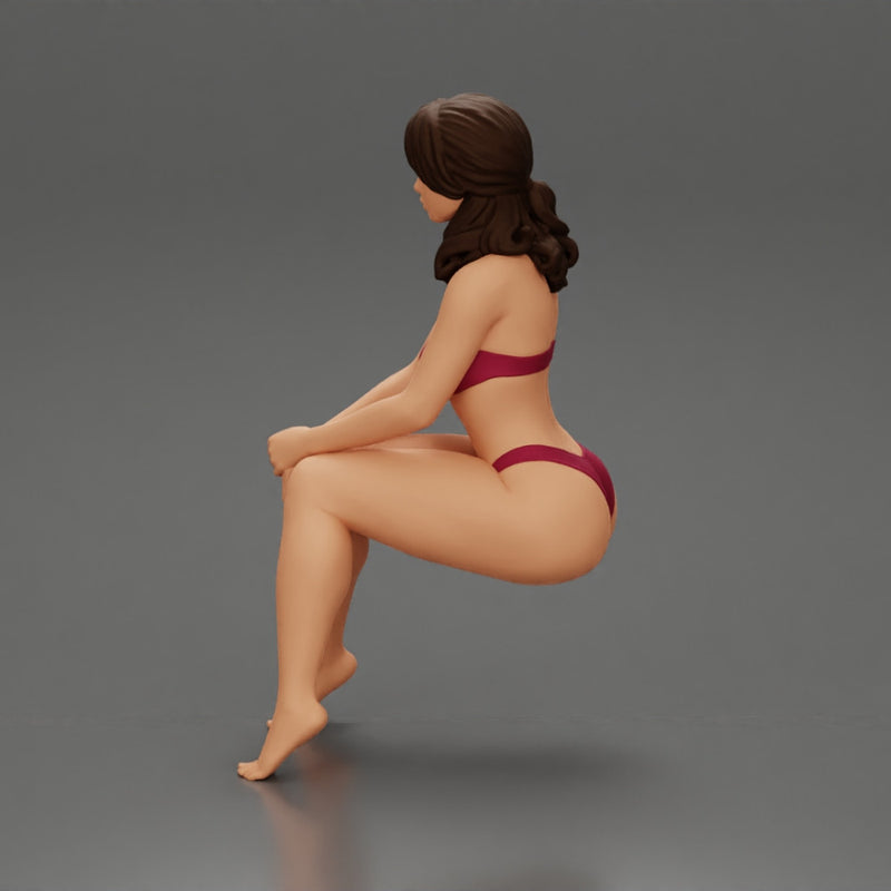 Sexy Girl in bikini Sitting On The Chair with hands on knees - Only-Games