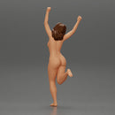 Naked happy girl Standing on One Leg - Only-Games