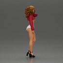 woman in heels, a string bikini, and a sultry mini shirt with sleeves - Only-Games