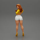 Sexy girl in short and heels with long hair posing - Only-Games