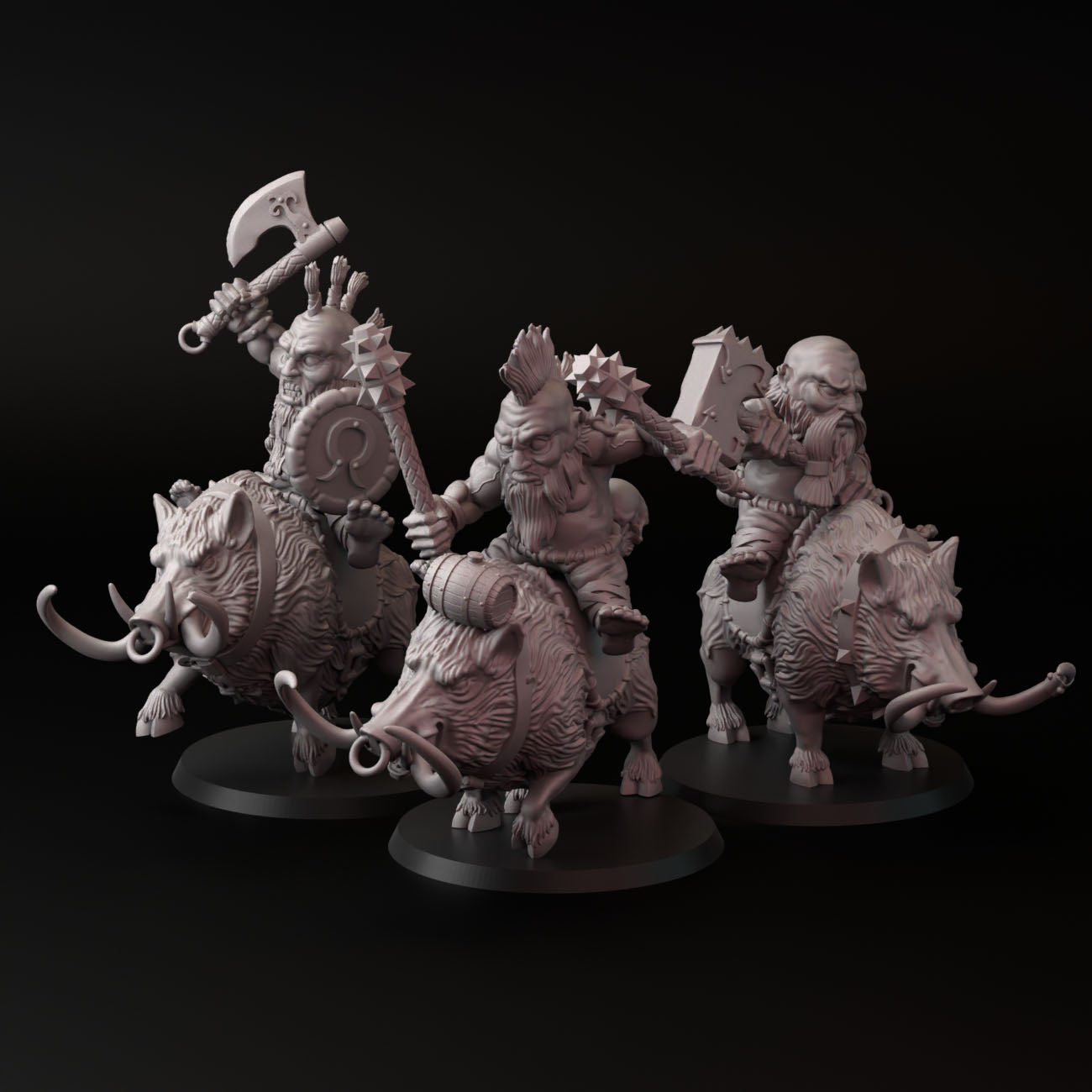 Dlc Boar Rider Boar Rider (3 dwarf-3 boar) - Crosslances - Miniatures by Only-Games.co