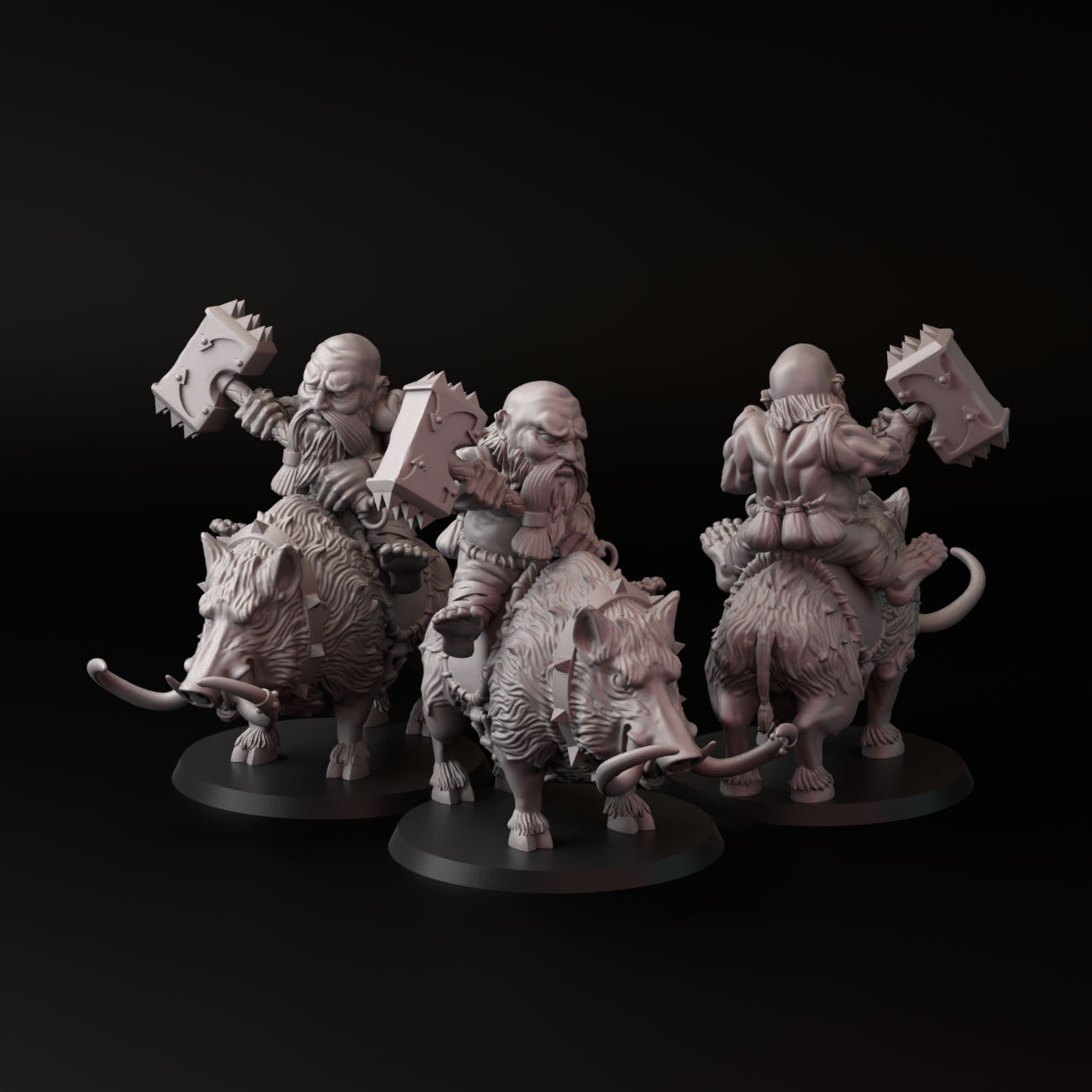 Dlc Boar Rider Boar Rider (3 dwarf-3 boar) - Crosslances - Miniatures by Only-Games.co