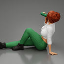 Tired woman mechanic in shirt pants sitting and drinking water during from bottle - Only-Games