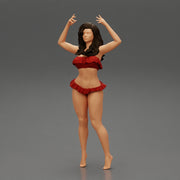 Hot beautiful woman in bikini standing with her arms raised up - Only-Games