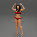 Hot beautiful woman in bikini standing with her arms raised up - Only-Games