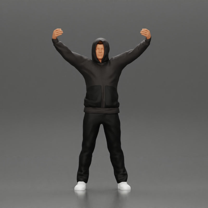man in a hoodie supporting and holding a scarf - Only-Games