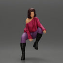 lowrider girl sitting on a car, wearing boots and a stylish shirt - Only-Games