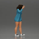 Sexy girl in a long shirt and shoes walks by waving hello to someone - Only-Games