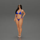 sexy girl in a bikini and sandals with sunglasses  standing putting her left hand on her hip - Only-Games
