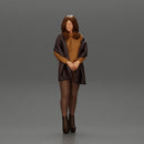 woman in the cold standing wearing a shawl and heels - Only-Games