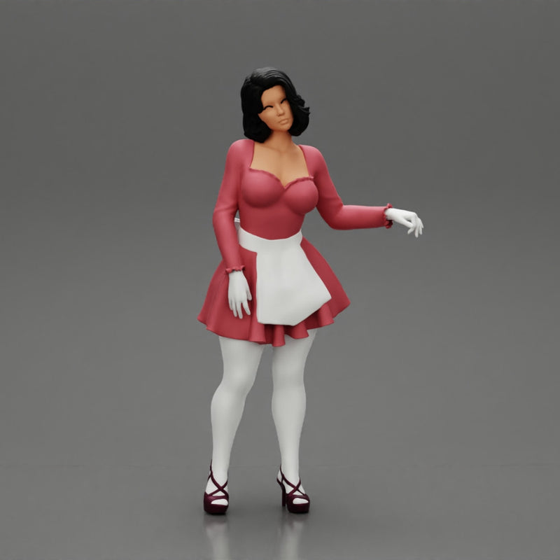 Attractive Stewardess in maid clothes Posing - Only-Games