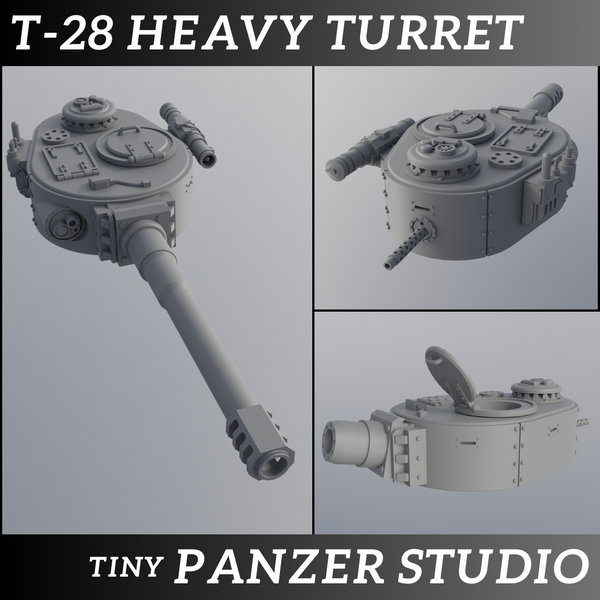 Grimdark T28 Heavy Turret compatible with Imperial and Space Marine vehicles - Only-Games