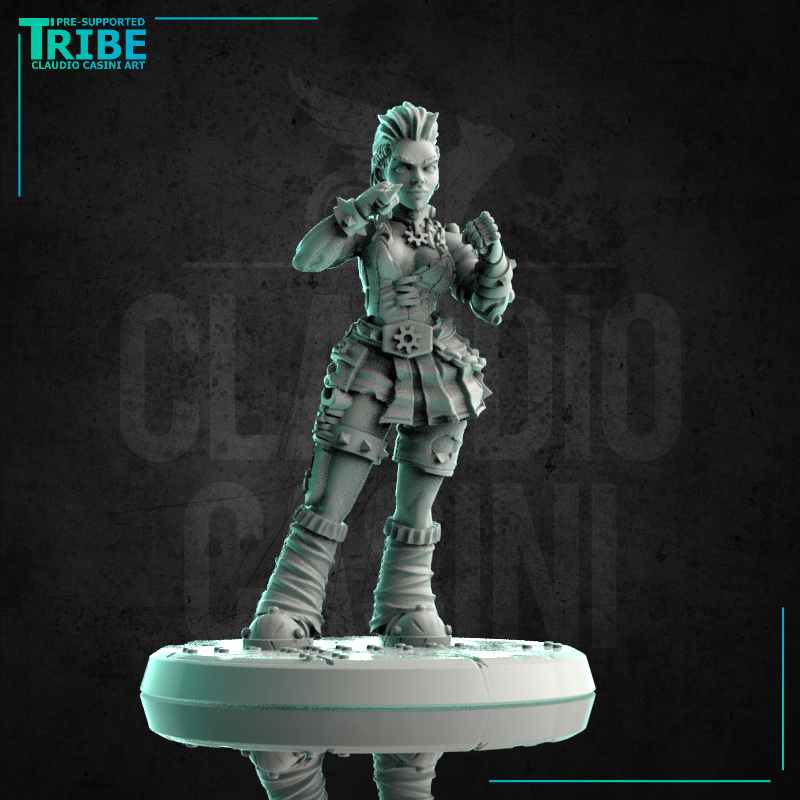 (0185) Female street fighter post apocalyptic warrior with cyber arm - Only-Games