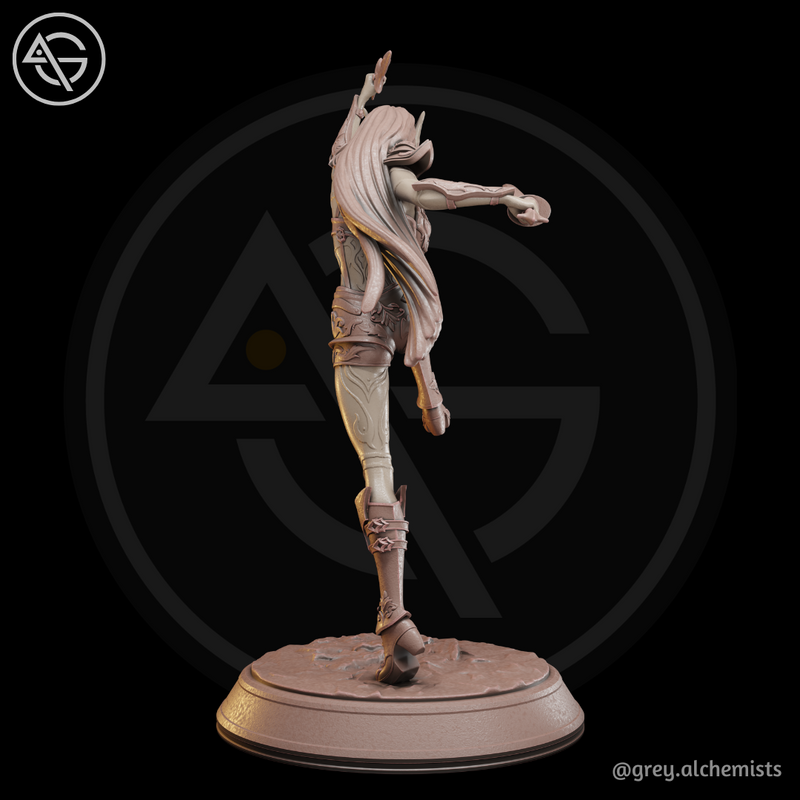 Rina the Drow Demon Hunter, Attack Pose 1 - Fantasy Resin Miniature in 32mm - DnD