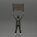 man in a hoodie and scarf is holding a banner - Only-Games