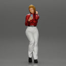 beautiful woman in a leather jacket sitting using a phone - Only-Games