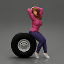 sexy girl in jacket and pants sitting  and hands in hair - Only-Games