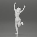 Happy girl in Mini shirt and shorts Standing on One Leg - Only-Games