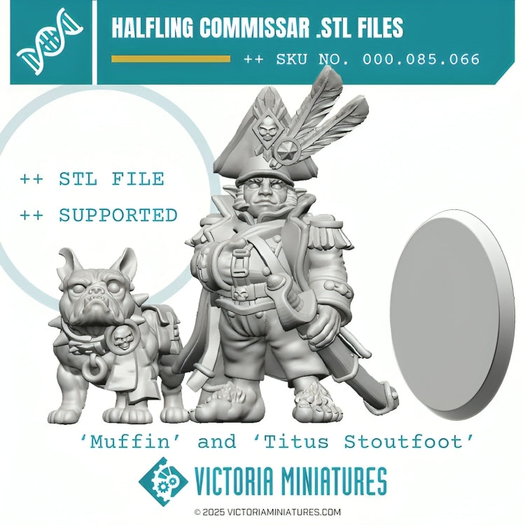 Halfling Commissar and Dog .STL Download - Only-Games
