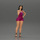 sexy girl in mini overalls posing smoking cigarette on the beach - Only-Games