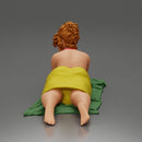 Relaxing on a beach towel, a woman enjoys sunbathing, wrapped in a pareo beach cover and bikini - Only-Games