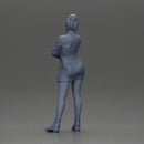 Woman in Orange Dress and Boots Stands Stylishly Confidence With Arms Crossed - Only-Games