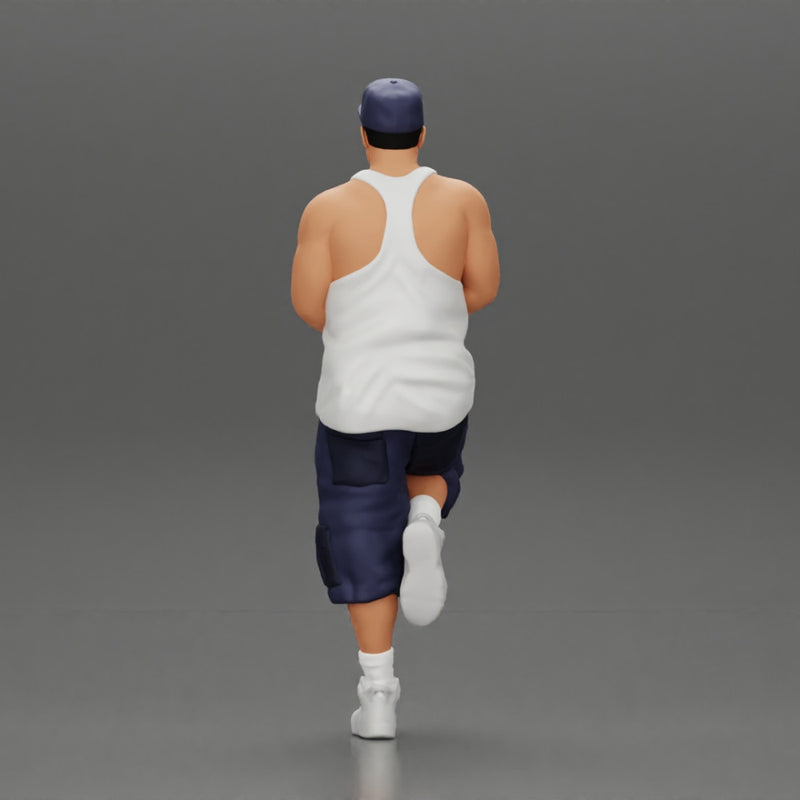 gangster in cap and short standing in one leg leaning against car - Only-Games