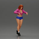 Sexy girl in mini skirt and shorts looking out over the edge of the stairs - Only-Games