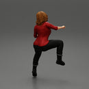 beautiful woman in jacket sitting and driving a motorbike - Only-Games