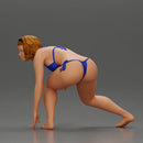 Confident surfer woman in a bikini, riding a wave on her surfboard - Only-Games