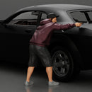 gangster man in a hoodie and cap shooting a gun behind the car - Only-Games