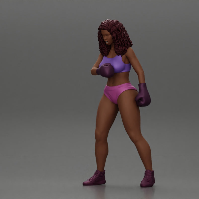 Black girl with curly hair boxing winning and screaming at the losing girl