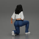 Chola Girl in sitting on knee hugging her dog - Only-Games