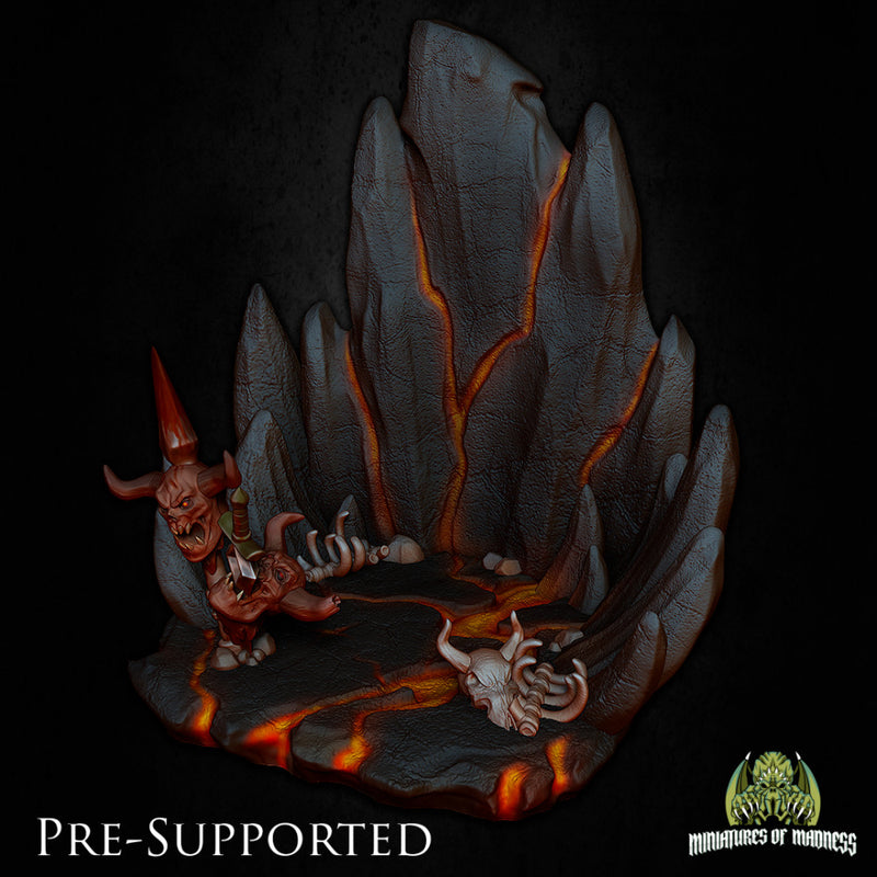 Hell Scenery [PRE-SUPPORTED] Devil Fire Lava Ground Diorama - Only-Games