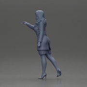 Elegant Teacher in White Coat Gesturing with Confidence and Professionalism - Only-Games