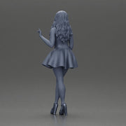 Woman in Flared Dress and Heels with long hair - Only-Games