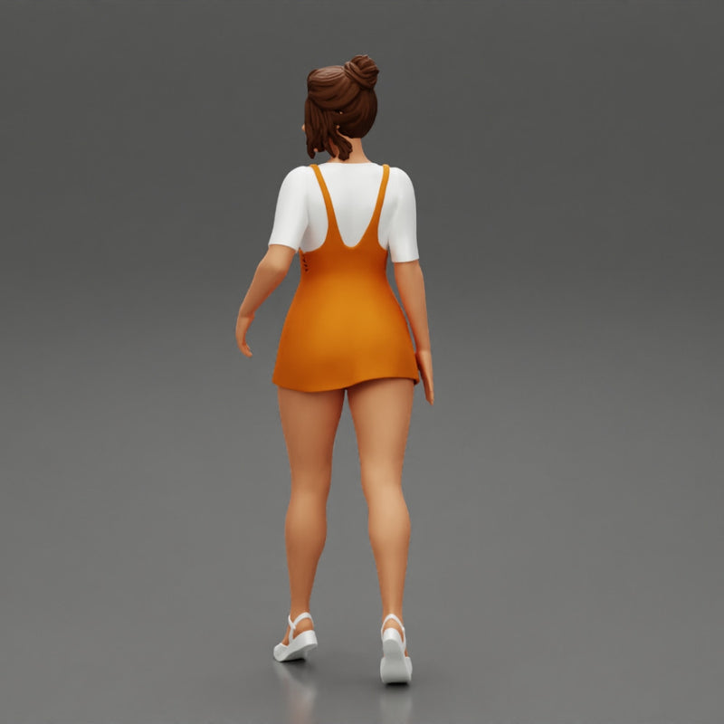 Sensual Girl walking in Denim Overall - Only-Games