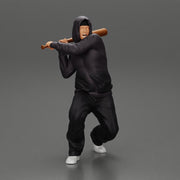 Gangster homie in hoodie Holding Baseball Bat Ready For A Hit - Only-Games