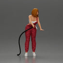 Mechanic Woman Holding Fuel Pump, Ready in Red Overalls - Only-Games