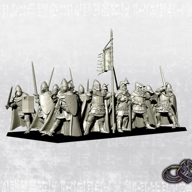 Late Crusader Knights on Foot - Complete Regiment - 34mm - Only-Games