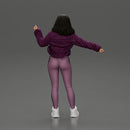 sexy girl in an open jacket and pants, posing happily - Only-Games