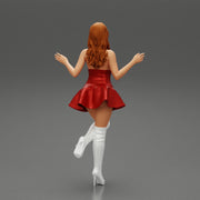 santa girl in Dress and hat Standing on One Leg - Only-Games