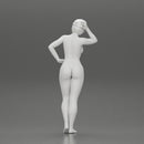 Naked Asian girl in cap standing and thinking - Only-Games